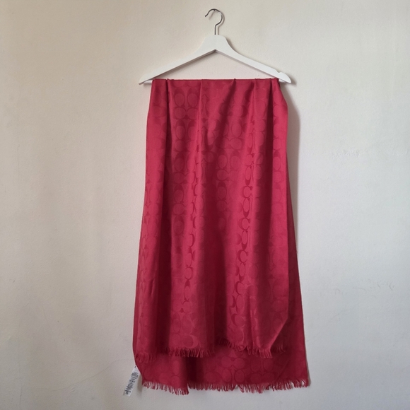 COACH Red Scarf - Picture 4 of 8